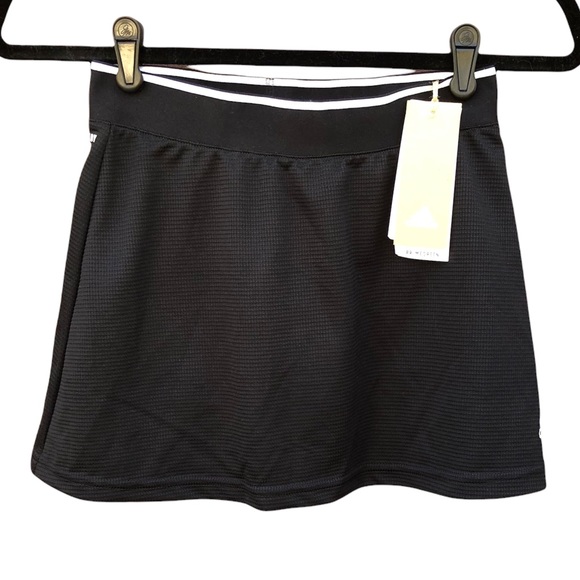 Adidas XS Athletic Club Skirt Skort Black Mesh Prime Green Tennis Golf AEROREADY - Picture 2 of 8